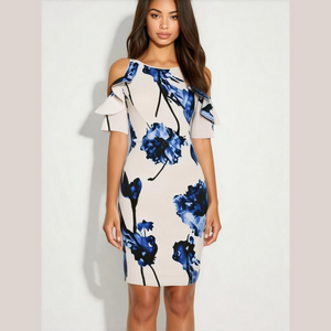 COLD shoulder dress. Floral print size small